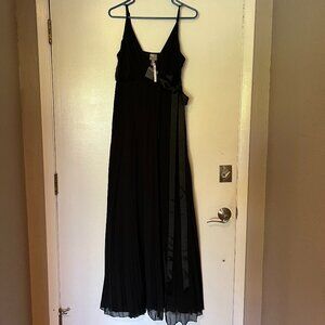 Black Floor Length Wrap Dress